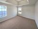 Spacious bedroom featuring neutral carpeting, two windows, and trey ceiling at 501 Fable Ln, Canton, GA 30114