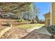 Private backyard boasts a patio, lush greenery, and a sturdy wooden fence for added seclusion at 3707 Mcguire Nw St, Kennesaw, GA 30144