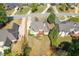 Aerial view of a house with a large back yard in a residential neighborhood at 5055 Stefan Ridge Way, Buford, GA 30519
