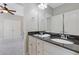 Bathroom featuring double sink vanity with granite counters and white cabinets at 5055 Stefan Ridge Way, Buford, GA 30519