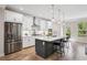 Modern kitchen with stainless steel appliances, white cabinets, center island with bar seating, and pendant lighting at 2048 Violet Lane, Brookhaven, GA 30319