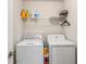 Convenient laundry room featuring modern washer and dryer with wire shelving at 2048 Violet Lane, Brookhaven, GA 30319