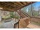 Back deck features wooden stairs, a swing and view of landscaped yard at 3887 Hickory Manor Dr, Suwanee, GA 30024