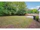 Expansive backyard offers privacy and ample space for outdoor activities, bordered by mature trees and a wooden fence at 1382 Elizabeth Ln, Atlanta, GA 30344