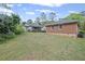 The backyard features a large grassy area, mature trees, and a brick house at 131 Brownlee Rd, Atlanta, GA 30331