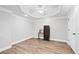 Bedroom with hardwood floors, a modern ceiling fan, recessed lighting, and a closet for storage at 1450 Chadberry Way, Lawrenceville, GA 30043
