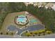 Aerial view of the community pool, playground, basketball court, and ample parking at 55 Hazelbrook Way, Acworth, GA 30101