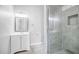 Modern bathroom featuring glass-enclosed shower, vanity, and updated fixtures at 510 James P. Brawley Dr. Nw Dr, Atlanta, GA 30318