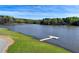 Aerial view of lake with a concrete pier extending into the water at 2505 Weber Heights Way, Buford, GA 30519