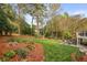 Spacious backyard with lush green grass and mature trees at 2506 Parkdale Ne Pl, Atlanta, GA 30305
