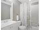 Cozy bathroom features a tub with shower curtain and a sink with white vanity at 1835 Berkeley Ne Mews, Atlanta, GA 30329