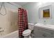Updated bathroom features a new vanity with a framed mirror and a shower-tub combination at 112 Silver Fox Trl, Dallas, GA 30157