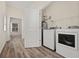 Laundry room with modern washer and dryer hook ups and views into bedroom and hallway at 556 James P Brawley Nw Dr, Atlanta, GA 30318