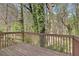 Wooden deck overlooking a wooded backyard, perfect for enjoying nature and outdoor living at 498 Pecan Wood Cir, Fairburn, GA 30213