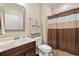 Bathroom featuring a stylish vanity, coordinated towels, and a shower with a curtain at 57 Cedarcrest Village Ln, Acworth, GA 30101