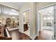 A welcoming foyer features an elegant tray ceiling and access to multiple living areas at 57 Cedarcrest Village Ln, Acworth, GA 30101