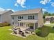 Spacious backyard with a covered patio, fire pit, and lush lawn perfect for entertaining and outdoor enjoyment at 7130 Ansley Park Way, Cumming, GA 30028