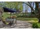 The backyard includes a stone patio, mature trees, and established landscaping at 2415 Carina Nw Ter, Acworth, GA 30101