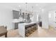 Modern kitchen with gray cabinets, stainless steel appliances, a large island, and pendant lighting at 699 Pryor Sw St # 4, Atlanta, GA 30315