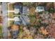 An aerial view showcasing the home, its landscaped yard, a private pool, and neighborhood at 803 Courtenay Ne Dr, Atlanta, GA 30306