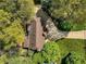 Aerial view of private home surrounded by mature trees and lush lawn at 3186 Sugarplum Ne Rd, Atlanta, GA 30345
