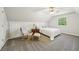 Bedroom featuring plush gray carpet, and stylish ceiling fan with light fixture at 740 Trillium Ln, Lilburn, GA 30047