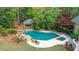 Aerial view of beautiful backyard with swimming pool, spa and water feature at 3835 Paces Ferry Nw Rd, Atlanta, GA 30327