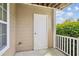 Patio with a white storage door and white railing at 5638 River Heights Se Xing, Marietta, GA 30067