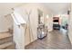 Hallway view to stairs and living room with wood floors throughout at 780 Nehemiah Sw Ln # 37, Atlanta, GA 30331