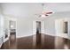 Spacious main bedroom with a vaulted ceiling, a ceiling fan, and access to the en suite bathroom at 350 Marble Springs Rd, Lilburn, GA 30047