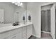 Bathroom with white vanity and access to a shower/tub combo with curtain at 4040 Grandview Manor Dr, Cumming, GA 30028