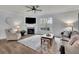 Cozy living room with a fireplace, hardwood floors, neutral tones, and ample natural light at 4040 Grandview Manor Dr, Cumming, GA 30028