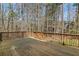 Spacious wooden deck overlooking a private backyard with mature trees and natural views at 2320 Starr Lake Nw Dr, Acworth, GA 30101