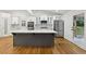 Spacious kitchen featuring white cabinets, stainless steel appliances, and a gray center island at 3356 Thornewood Dr, Atlanta, GA 30340