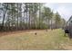 Long backyard with a privacy fence and tall trees at 6179 Centennial Run, Atlanta, GA 30349