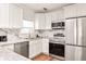 Modern kitchen with stainless steel appliances, granite countertops, and ample white cabinetry at 891 Spencer Nw St, Atlanta, GA 30314