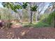 Private backyard featuring mature trees and partial privacy fence at 102 Defoors Mill Dr, Atlanta, GA 30318