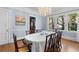Dining room showcasing an oval table, chandelier, hardwood floors, and natural light from the windows at 615 Collier Nw Rd, Atlanta, GA 30318