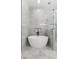 Modern bathroom featuring a freestanding tub, stylish fixtures, and elegant tile work at 450 Birkdale Dr, Fayetteville, GA 30215