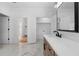Hall bathroom with closet and marble floors at 450 Birkdale Dr, Fayetteville, GA 30215