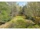 Expansive backyard featuring green grass, mature trees, and a fenced perimeter at 1050 Dunedin Trl, Woodstock, GA 30188
