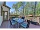 Outdoor deck featuring a dining table, and scenic views of the surrounding greenery at 6770 Ulster Ct, Alpharetta, GA 30005