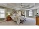 Spacious main bedroom featuring trey ceilings, neutral carpet and an ensuite bathroom at 6770 Ulster Ct, Alpharetta, GA 30005
