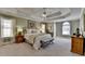 Spacious main bedroom featuring trey ceilings, neutral carpet and an ensuite bathroom at 6770 Ulster Ct, Alpharetta, GA 30005