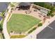 Overhead shot of the Bluestone Park common area, complete with sitting areas and a fire pit at 319 Riverton Way, Woodstock, GA 30188
