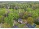 Aerial view shows mature trees, quiet neighborhood and landscaping details at 2051 Candlewood Ne Ct, Marietta, GA 30066