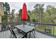 The outdoor deck features patio furniture and a red umbrella at 417 Wood Branch St, Woodstock, GA 30188