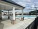 Inviting community pool area with a covered patio and stone pillars, offering a relaxing atmosphere at 950 Sunny Lake Dr, Lawrenceville, GA 30043
