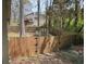 Fenced backyard featuring a storage shed, a wood fence, and a partial view of the house at 302 Chattahoochee Way, Woodstock, GA 30188