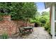 Charming outdoor patio with stone paving, brick wall, and dining set at 235 The Prado N, Atlanta, GA 30309